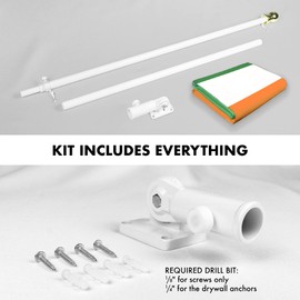 G128-6 Feet Spinning Flagpole (White) Ireland 150D Flag Brass Grommets Printed 3x5 ft (Flag Included) Aluminum Flag Pole
