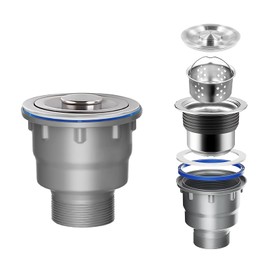 QruiLanTu 3-1/2'' ﻿Sink Drain Kit Sink Drain Basket Sink Drain Assembly 304 Stainless Steel Sink Strainer Drain Basket Replacement Fit Standard Sink Drain Hole for Kitchen Bathroom Laundry Room