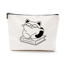 Cat Gifts for Women Cat Mom Gifts Cute Cat Makeup Bag Funny Cat Stuff Cat Accessories Cat Lover Gifts for Women Girls Reader Friends Cat Lady Bridesmaid Friendship Christmas Birthday Cosmetic Bag