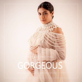 Florry Pearl body Chain Bra Shoulder Necklace Jewelry for Women Pearl Bra Chains for Wedding Costume Easter Photoshoot