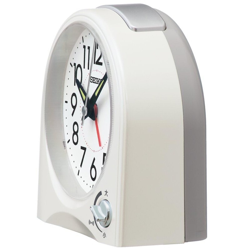 Seiko Clock KR520W Alarm Clock, Analog White Pearl, 4.5 x