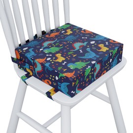 Capslpad Toddler Booster Seat Cushion for Dining Table with 3 Adjustable Straps Waterproof Thick Cartoon Booster Seat Cushions Detachable Washable Strong Support Portable Blue Booster Chair Cushion