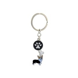 QRH Cute Pet Puppy Keychain Dog ID Tag Keyring Animals Lover Creative Gift, Black Corgi, Small