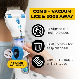 A1 Rechargeable Chemical-Free Lice Removal Electric Comb, Pack of Refill Filters, Natural Head Lice Solution for Children & Adults, Electric Lice Vacuum Comb, for All Hair Types, Gentle Lice Care