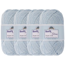 JubileeYarn Soft and Slim Yarn - Baby Weight Rayon from Bamboo Wool Blend - 50g/Skein - Glacier Blue - 4 Skeins
