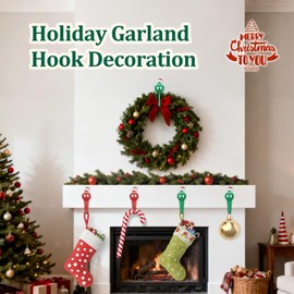 Silicone Christmas Garland Hanger Decorations for Mantle Hooks 12 Pcs