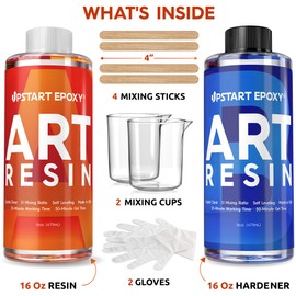 Upstart Epoxy Art Resin Epoxy Resin Kit - Made in USA - Ultra Crystal Clear Artist Resin - DIY Craft Resin for Jewelry, Mold Casting, Preserving Canvas Wood Art - Easy 1:1 Ratio Non Toxic Food Safe