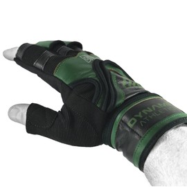 Dynamix Athletics Contron Combat Training Gloves Green - Fitness Gloves Gym Gloves for Strength Training Made of Leather (L)
