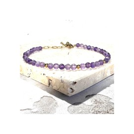 Stosa Amethyst Crystal Bracelet - Natural and Real Gemstone Beaded Jewellery - Dainty and Delicate - Handmade in the UK