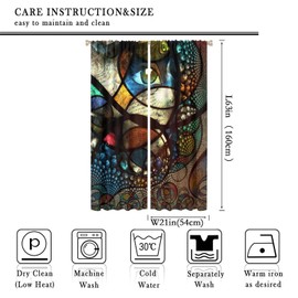 Modern Curtains,Stained Glass Abstract Style with Fractal Rounds Forms and Eyes Theme Blackout Window Door Curtains for Bedroom Living Room Kitchen Bathroom Decor W42xL63in