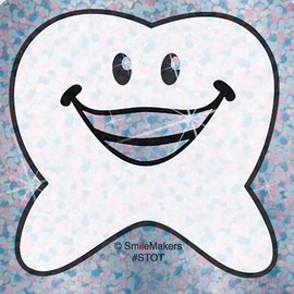 Happy Tooth Shaped Sparkle Stickers - Prizes and Giveaways - 75 per Pack