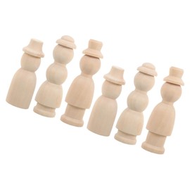 SHINEOFI 6pcs Unfinished Wooden Peg Dolls Natural DIY Graffiti Dolls for Crafting Unpainted Wooden Figures for Art Home Decor and Holiday Decorations