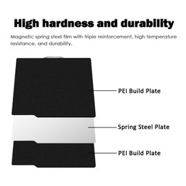 RugooSpink 257.5 x 257.5 mm Construction Plate for P1P P1S A1 X1 X1C X1E Building Layer Spring Steel Sheet Double Sided Black Textured PEI Heated Bed Platform for Bamboo 3D Printer