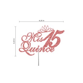 Mis Quince 15 decoraciones de quinceañera con purpurina, quince ideas para decoración de fiesta de cumpleaños, decoración de calidad premium, purpurina resistente de doble cara, palo de acrílico. Fabricado en Estados Unidos (oro rosa)