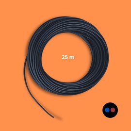 HALOTEC 25 Metre Electric Cable 2-Core 2 x 0.75 | H03VV-F | Double PVC Insulation | Installation Cable | Power Cable | PVC | Black | Round Sheath Cable | 2-Core Cable