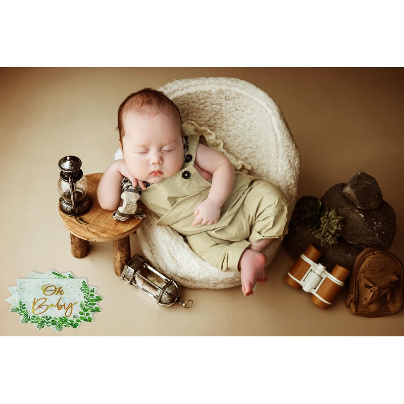 32Pcs Eucalyptus Leaf Oh Baby Napkins Sage Green 6.5in