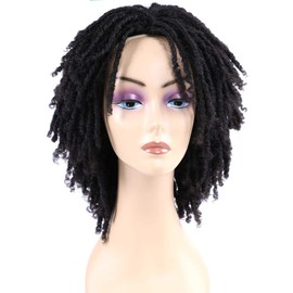 6 Inch Synthetic Dreadlocks Wig Twist Wigs for Black Women, Short Curly Wigs Crochet Wigs (Black)