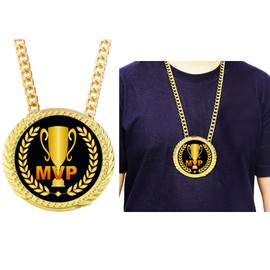 MVP Chain Medal Award Gift Metal Championship Chain Award Winner Prize Trophy Pendant Necklace For Winner Adults Player Team Football Soccer Baseball Basketball Softball (MVP medal)