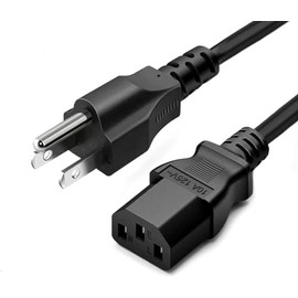 Gamepoint Basics - Cable de alimentación (1.8 Metros) trifásico de 3 Puntas, Repuesto para Monitor de computadora, switches, proyectores, Color Negro Duradero y Flexible.