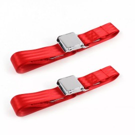 SafeTboy Chevy Impala 1961 - 1964 Airplane 2pt Red Lap Bucket Seat Belt Kit - 2 Belts
