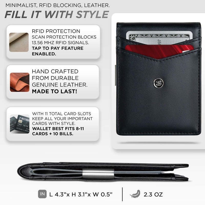 Suavell Slim Wallets for Men. Minimalist Bifold Wallet With Money