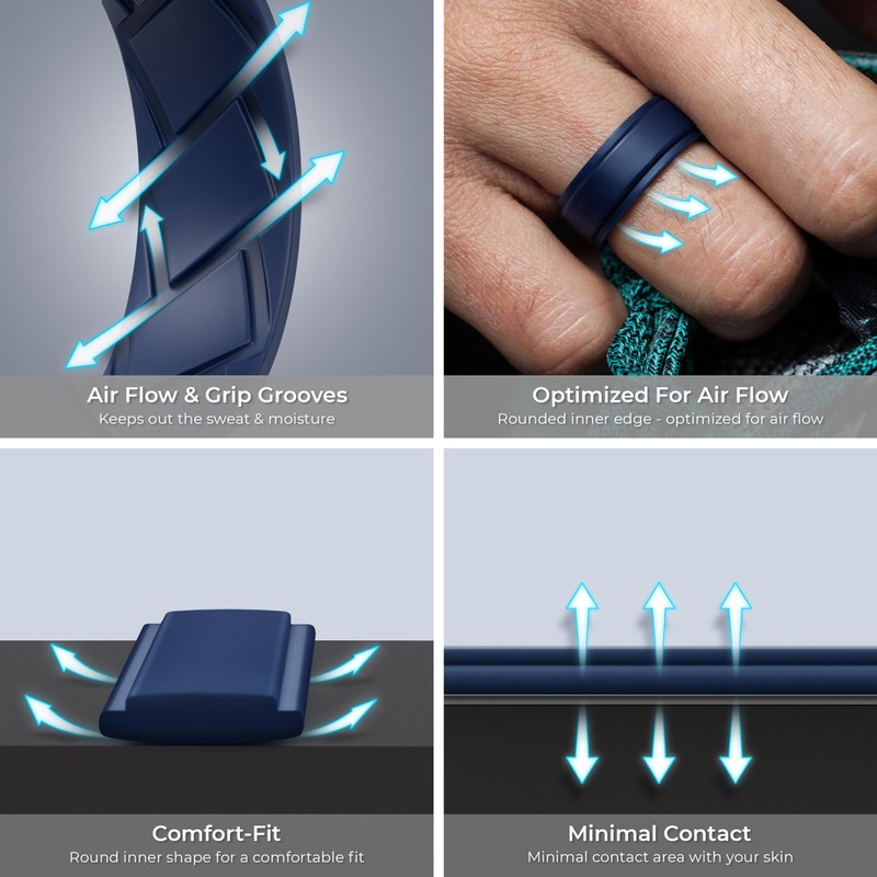 Saco Band Silicone Ring Wedding Band for Men - 9.4mm