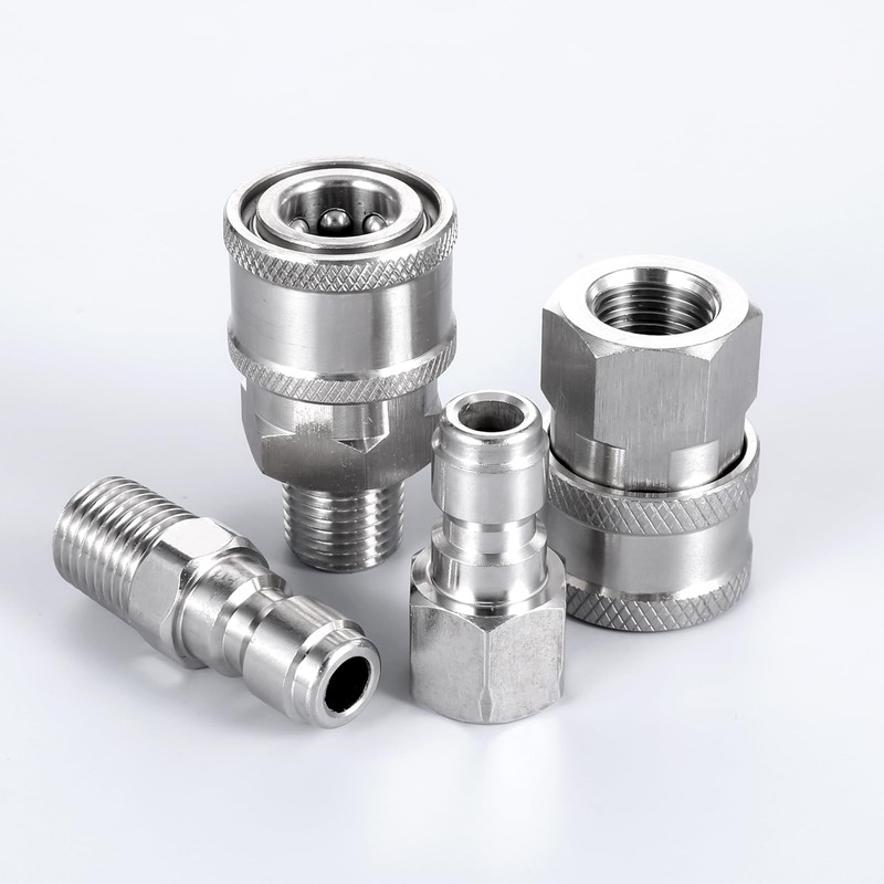 Bruislard 4 Sets NPT 1/4 Inch Pressure Washer Coupler, Stainless