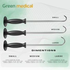 Green Medical Bone Hook Retractors set of 3 Knee Raiser Hip Retractor Orthopedic instruments