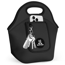 Sports rabbit Insulated Neoprene Lunch Bag for Women – Foldable Lunch Tote with Front Pocket for Phone & Keys – Reusable, Lightweight, Waterproof, Easy Clean – Ideal for Work, Travel, Picnic (black)