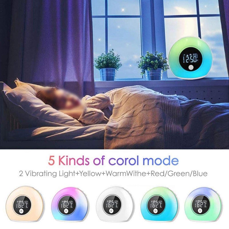 Alarm Light, 5-Colour Mode, Natural Alarm Clock, Night Light, Bedside