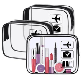 3 Pack TSA Approved Travel Clear Toiletry Bag,Portable Toiletry Bags for Women Men，Waterproof Cosmetic Makeup Bag with Zipper Closure for Travel Airplane Vacation