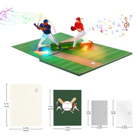 GREETING ART Birthday Cards, Baseball Card, MUSIC & LIGHTS Pop Up Happy Birthday Card Gifts for Son, Men, Dad, Hsuband, Baseball Lovers