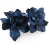 Double Navy Blue Silk Flower Apple Blossom Hair Comb