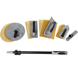 ROLLINGDOG Wall Sanding Kit - 6pcs Oxide Mesh Sandpaper(2pcs Each 80,120,240 Grit) with Extension Pole,for Corner Wall Cleaning and Polishing