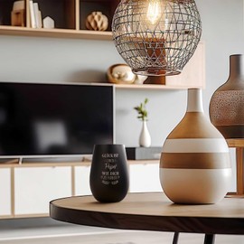 GRAVURZEILE Decorative Glass Lantern with Engraving - Glück ist einen Papa wie Dich zu haben - Beautiful Gift for the Best Dad in the World for Father's Day Birthday - Black/Bronze