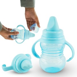 HOVUK Pink Sippy Cup 290ml/10oz – Sipper Cup with Soft Spout, Plastic Beaker for Toddlers Non Spill Cup for Toddler Kids 6+Months