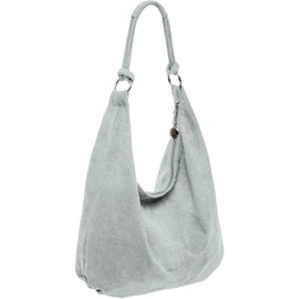 Caspar TL617 Large Women's Vintage Suede Bag, light grey