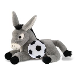 DolliBu Laying Donkey Stuffed Animal with Soccer Ball Plush - Soft and Huggable Donkey, Adorable Playtime Plush Toy, Cute Farm Life Gift, Super Soft Stuffed Doll Animal Toy for Kids, Adults - 9 Inches