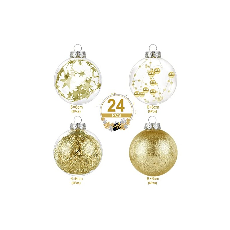 Kesote 24 Bolas Doradas de Navidad Bolas Plásticas Adornos Colgantes