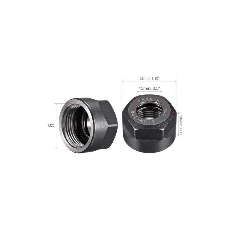 TOP-VIGOR ER16-A(M22) Collet Clamping Hex Nut, M22 x 1.5mm Thread,
