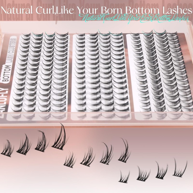 ZANLUFLY Natural Lower Eyelashes DIY Cluster Extensions - Wispy Bottom