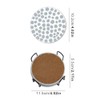 6Pcs Drink Coasters with Iron Holder, Cork Base, Ceramic Round