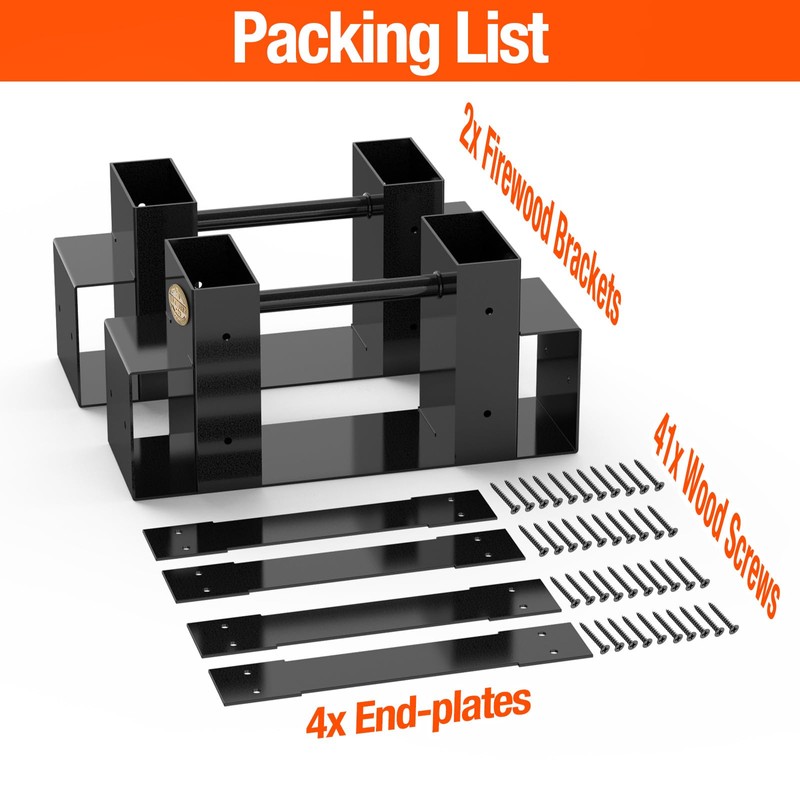 Ultdiyer Firewood Rack Outdoor Log Storage Bracket Kit,Heavy Duty Fire