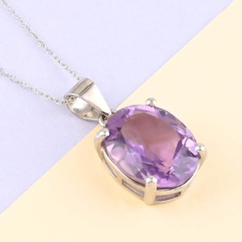 Shop LC Purple Amethyst Necklace for Women 925 Sterling Silver Birthstone Jewelry Chain 18" Ct 2.9 Christmas Gifts for Women