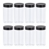 sourcing map Round Plastic Jars with Black Screw Top Lid,