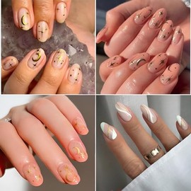 30 Sheets Gold Nail Art Stickers Gold Flower Butterfly Nail Stickers Star Line Self-Adhesive Nail Decals Acrylic Nails DIY Design Nail Supplies for Women and Girls