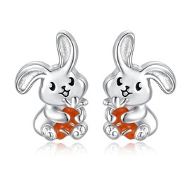 Cute Easter Bunny Earrings 925 Sterling Silver Hypoallergenic Rabbit Stud Earrings Jewelry Gifts for Women