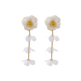 Bohemia Fabric Flower Earrings,Multi-Layered Floral Earring Long Tassel Earring Exaggerated Statement Y2K Aesthetics Stud Summer Vacation Beach Earring Jewelry for Women, Large, Plastic, No Gemstone