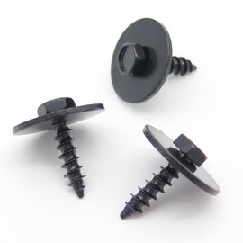 VVO Fasteners Metal Underbody Shields and Insulation Panel Fastener Screw, Black (Pack of 10)