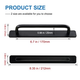groword Adhesive Cabinet Door Handles Pulls - 2pcs Stick on Handle No Drilling Shower Door Handle, Self Stick Cabinet Handles for Kitchen Cabinet Drawer Window Sliding Screen Door (212mm, Black)